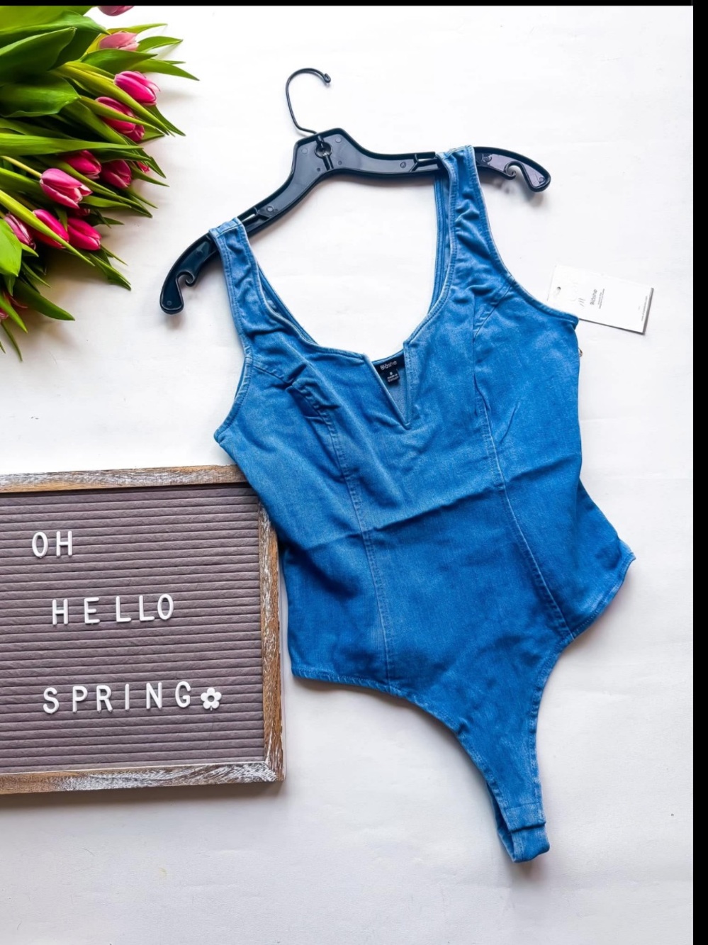 Stylish Denim Blue Bodysuit stretchy